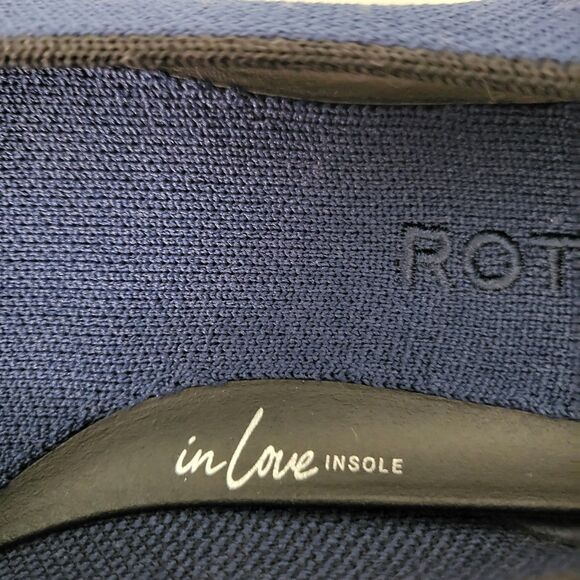 ROTHYS The Ballet Bow Flat Womens 7 Navy Blue Black Comfort Flats Shoes Office - Picture 8 of 9